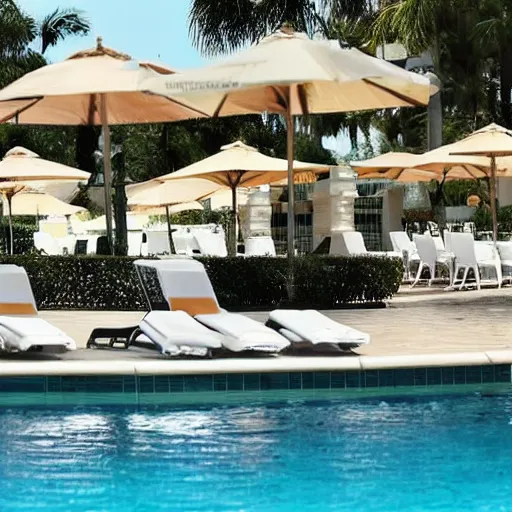 Prompt: “ papers in cardboard boxes by the pool at florida country club, ap, news photo ”