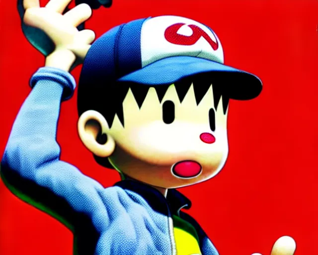 Prompt: ness from earthbound, highly detailed digital illustration, by takeshi obata, yoshitaka amano, ross tran, hirohiko araki, koyoharu gotouge