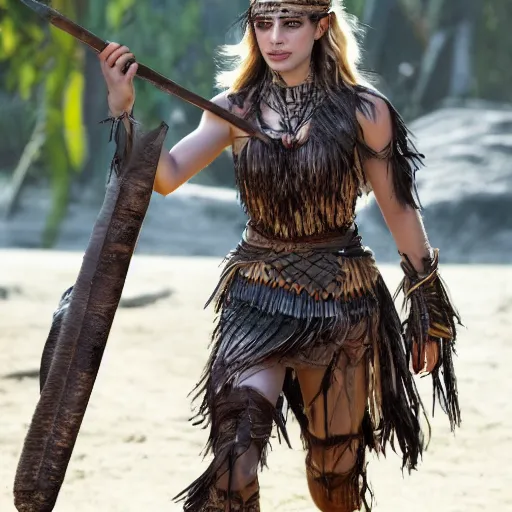 Prompt: full body photo of emma roberts as an amazon warrior