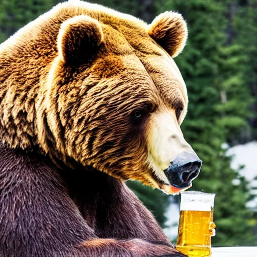 Image similar to a bear chugging a beer