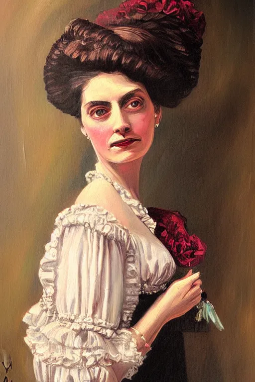 Image similar to victorian lady, painting by berta morizot