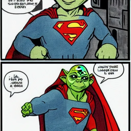 Prompt: yoda as superman