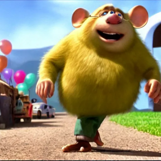 Prompt: Still from the movie UP (2009) starring Rat Fink