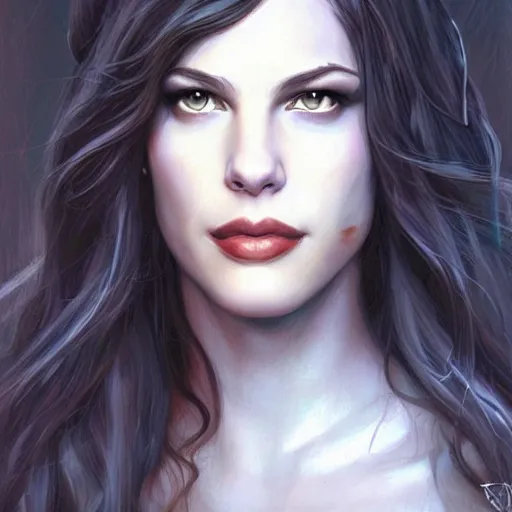 Image similar to liv tyler 2 0 - years old as the greek god of lightning, highly detailed, crazy aerosmith, young, by artgerm and greg rutkowski