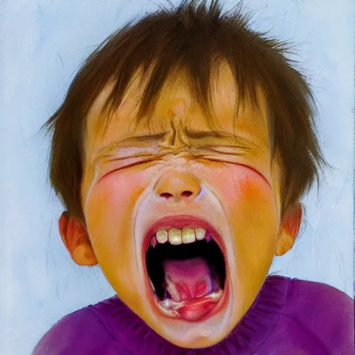 Prompt: a screaming child having a tantrum