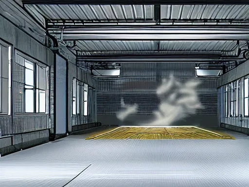 Image similar to final fantasy 7 background, factory interior, pre-rendered