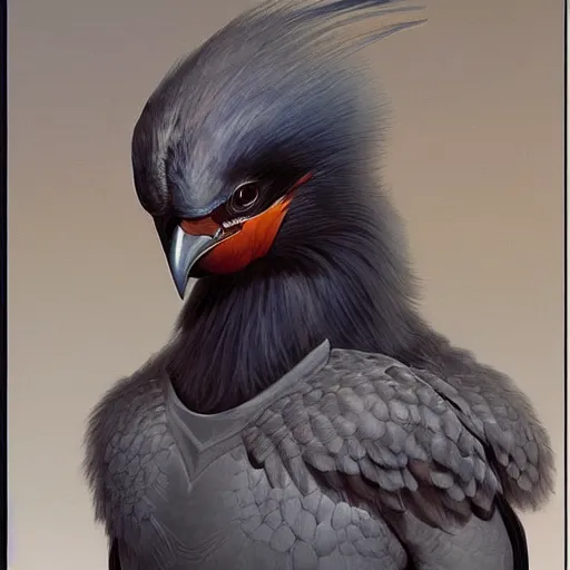 Prompt: portrait of a cowardly and dumb humanoid avian warrior, by Gerald Brom on Artstation