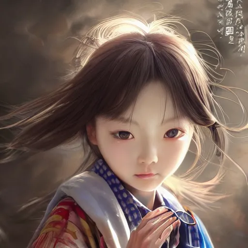 Image similar to dynamic composition, motion, ultra-detailed, incredibly detailed, a lot of details, amazing fine details and brush strokes, colorful and grayish palette, smooth, HD semirealistic anime CG concept art digital painting, watercolor oil painting of a Japanese schoolgirl, by a Chinese artist at ArtStation, by Huang Guangjian, Fenghua Zhong, Ruan Jia, Xin Jin and Wei Chang. Realistic artwork of a Chinese videogame, gradients, gentle an harmonic grayish colors.