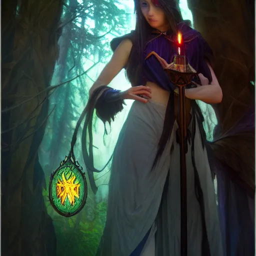 Image similar to mage casting dark magic ,magic aura ,Grim fantasy, D&D, HDR, natural light, shoulder level shot, dynamic pose, award winning photograph, Mucha style, 8k,