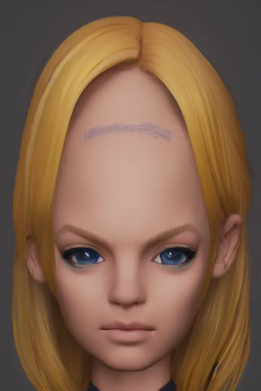 Image similar to a portrait of a blonde inkling with a huge forehead, concept art, trending on artstation 3 d.