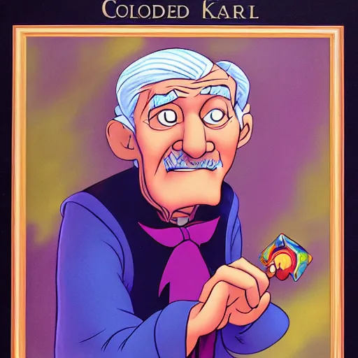 Prompt: color portrait of an elderly wizard with a crystal wand, rodel gonzalez, marc davis, milt kahl, jim warren, don bluth, glen keane, jason deamer, rob kaz, character art, concept art