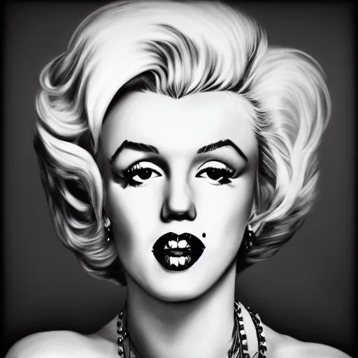 Prompt: portrait of a punk Marilyn Monroe, highly detailed, sharp focus, art station,