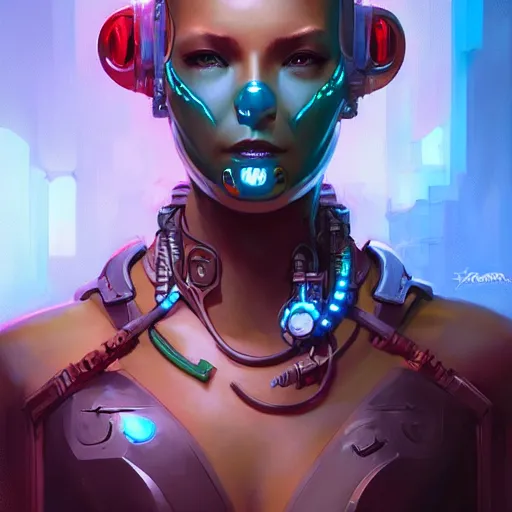 Image similar to a portrait of a beautiful cybernetic amazonian warrior, cyberpunk concept art by pete mohrbacher and wlop and artgerm and josan gonzales, digital art, highly detailed, intricate, sci-fi, sharp focus, Trending on Artstation HQ, deviantart, unreal engine 5, 4K UHD image