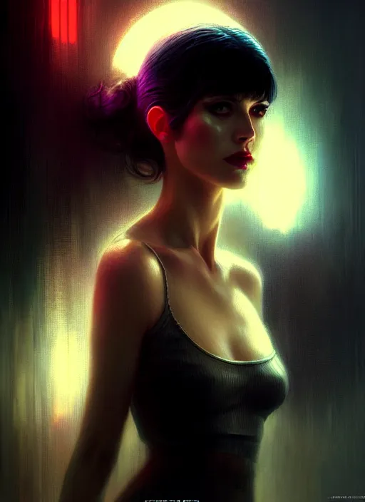 Image similar to ! dream hyper realistic portrait gorgeous, beautiful rachael rosen from blade runner set in modern times, by greg rutkowski, scott m fischer, artgerm, loish, slight glow, atmospheric, anne stokes, alexandros pyromallis,