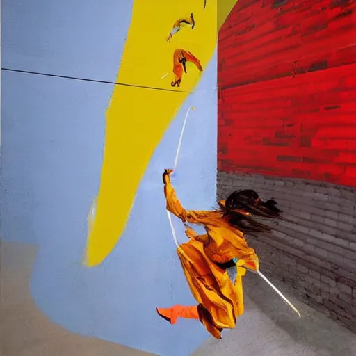 Image similar to by robert motherwell, by li wei street art. a beautiful performance art of a space battle with wild, bright colors.