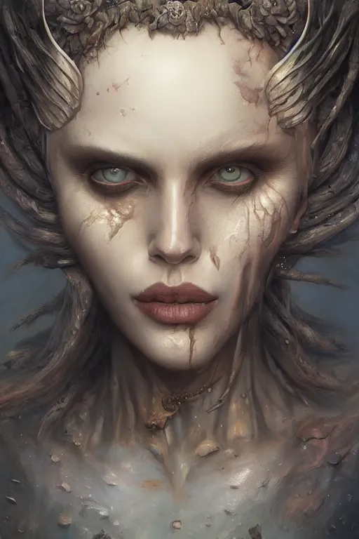 Image similar to closeup portrait shot of death of the endless, thick fancy makeup, highly detailed, digital painting, artstation, concept art, soft focus, depth of field, artgerm, tomasz alen kopera, peter mohrbacher, donato giancola, joseph christian leyendecker, wlop, boris vallejo