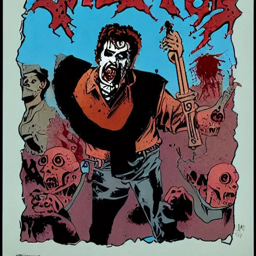 Image similar to zombie elvis, portrait by Mike Mignola, Moebius