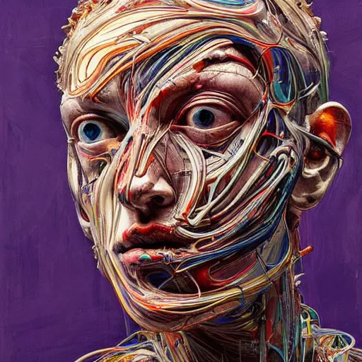 Image similar to facebook logo statue. by jenny saville, scifi, neo - gothic, intricate, rich deep colors. part by james jean