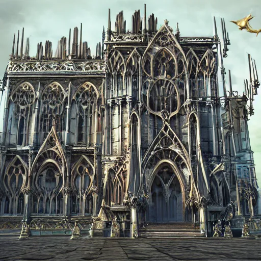 Image similar to gothic architecture with many balconies flappy wavy made from ligaments bones tendons 8 k detailed hd digital render steampunk award winning salvador dalle