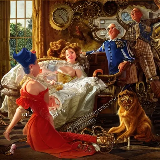 Image similar to giving advice for stock market, Realistic, Regal, Refined, Detailed Digital Art, Michael Cheval, Walt Disney (1937), François Boucher, Oil Painting, Steampunk, Highly Detailed, Cinematic Lighting, Unreal Engine, 8k