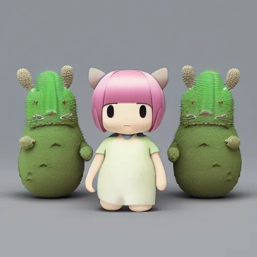 Image similar to cactus, plush, Totoro, soft render, dreamlike, pastel Ilya Kuvshinov