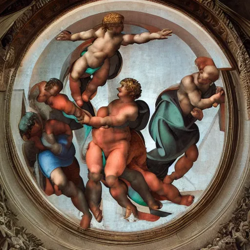 Image similar to an argument on twitter, by michelangelo