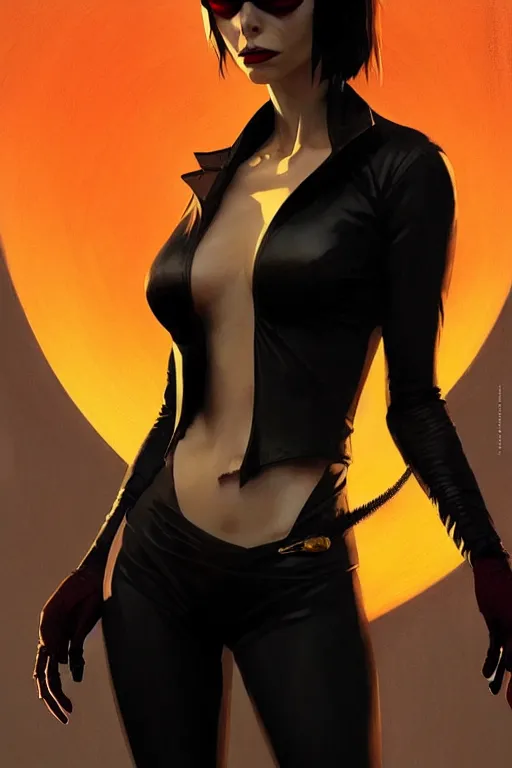 Prompt: gta vampire as aeon flux profile picture by greg rutkowski, dynamic pose, intricate clothes, futuristic, margaret keane, artgerm, norman rockwell, moebius, phantom, dreary, dramatic, fluid, golden ratio, artstation,