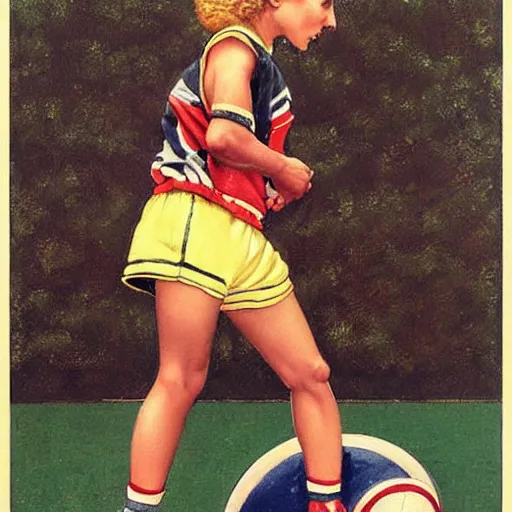 Prompt: Sporty Beyonce, by Norman Rockwell