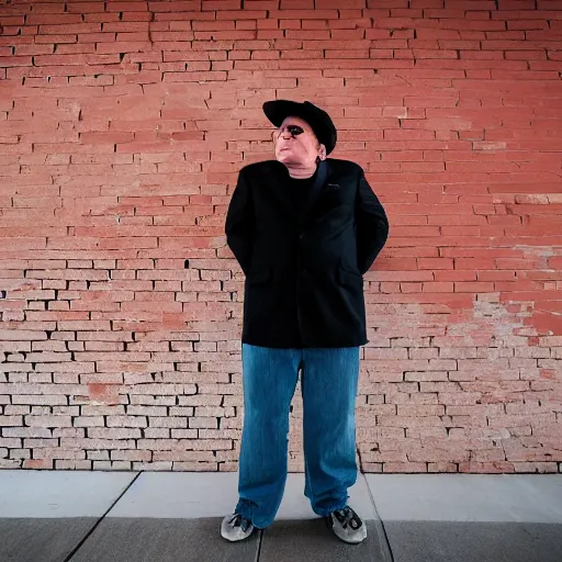 Image similar to Mike Myers (from Wayne's World) gazing at the US-Mexican Wall, XF IQ4, f/1.4, ISO 200, 1/160s, 8K, RAW, unedited, symmetrical balance, in-frame