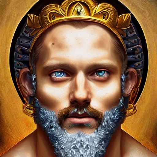 Image similar to zeus, portrait, illustration painting, oil on canvas, intricate, detailed illustration, hd, digital art, overdetailed art, concept art, detailed, illustration painting by antoni tudisco, digital art, overdetailed art, concept art,