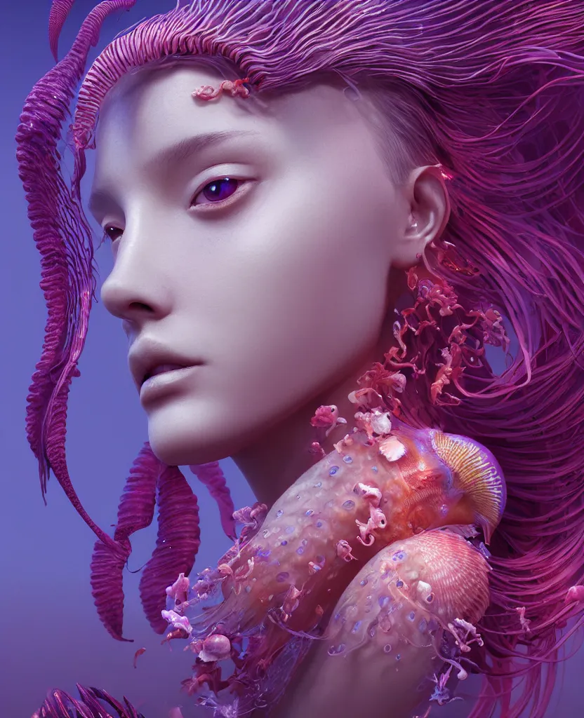 Image similar to goddess close-up portrait. jellyfish phoenix head, nautilus, orchid, skull, betta fish, bioluminiscent creatures, intricate artwork by Tooth Wu and wlop and beeple. octane render, trending on artstation, greg rutkowski very coherent symmetrical artwork. cinematic, hyper realism, high detail, octane render, 8k