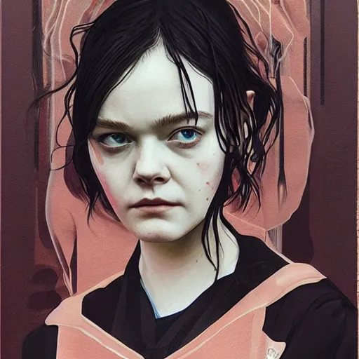 Image similar to Elle Fanning as Mama in Death Stranding picture by Sachin Teng, asymmetrical, dark vibes, Realistic Painting , Organic painting, Matte Painting, geometric shapes, hard edges, graffiti, street art:2 by Sachin Teng:4