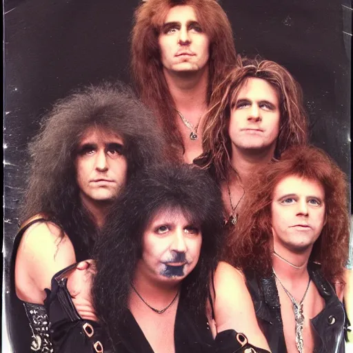 Image similar to 1 9 8 0 s hair metal band promo photo, fine detailed, photorealistic, portrait