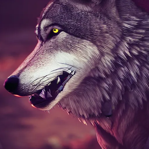 Prompt: closeup wolf, machine, horizon zero dawn, horizon forbidden west, android, robot, mechanical parts, editorial photography, realistic bokeh and depth of field, award winning, establishing shot