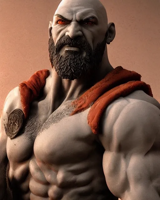 Image similar to kratos, clay sculpture portrait by cedric peyravernay