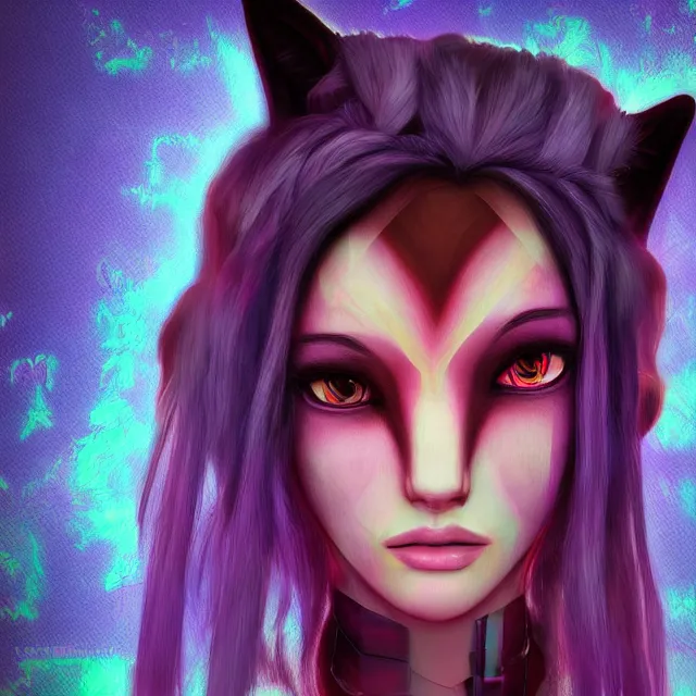 Prompt: a character portrait of the avatar for an female humanoid fox a. i. in the style of glitch art in the style of anti art trending on artstation deviantart pinterest furaffinity photorealistic hd 8 k highlights and shadow detailed high resolution