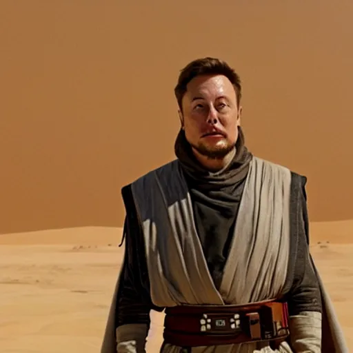 Image similar to elon musk as obiwan kenobi on tatooine