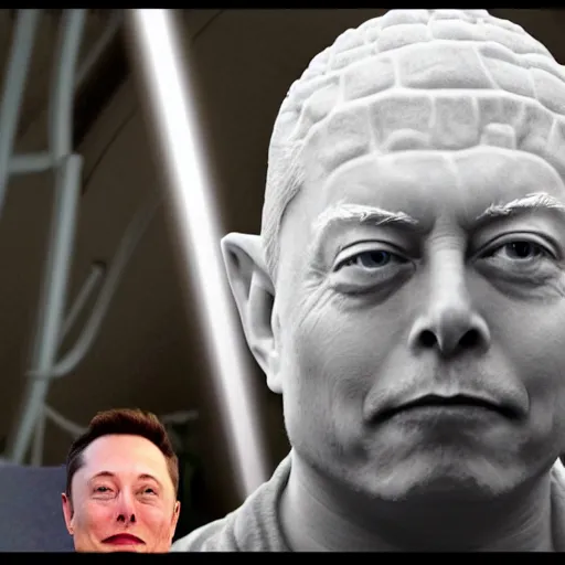 Prompt: elon musk sitting on toilet, but elon musk is yoda