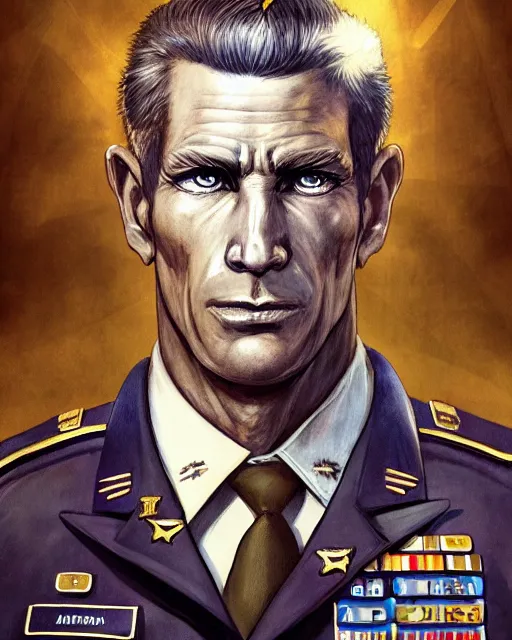 Prompt: caesar as u. s. army commander, portrait, fantasy art, in the style of artgerm, illustration, epic, fantasy, intricate, hyper detailed, artstation, concept art, smooth, sharp focus, ray tracing, vibrant, photorealistic, simon bisley, fabry glenn