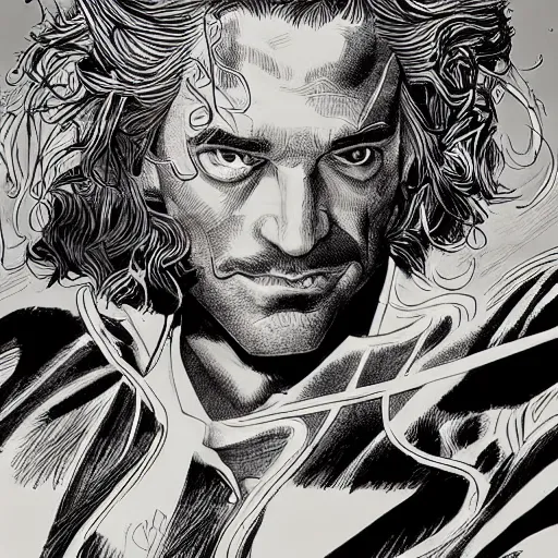 Prompt: precisely drawn illustration of Inigo Montoya blended with Draco Malfoy, wide angle, sharp, fine details, French comic style, vibrant realistic colors, full color, heroic fantasy, intense line art, 8k, precise linework, realistic, in the style of Heavy Metal Comics and Richard Corben and Moebius