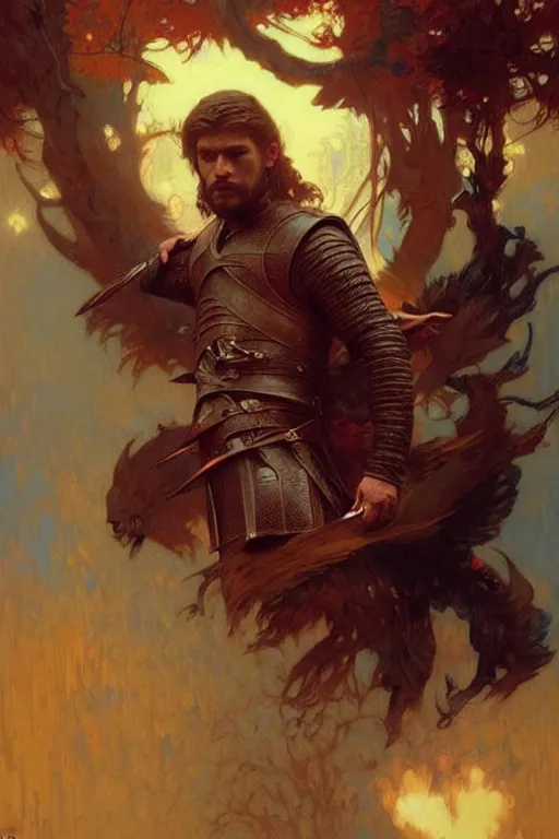 Image similar to attractive man, game of thrones, cool colors, painting by gaston bussiere, craig mullins, greg rutkowski, alphonse mucha