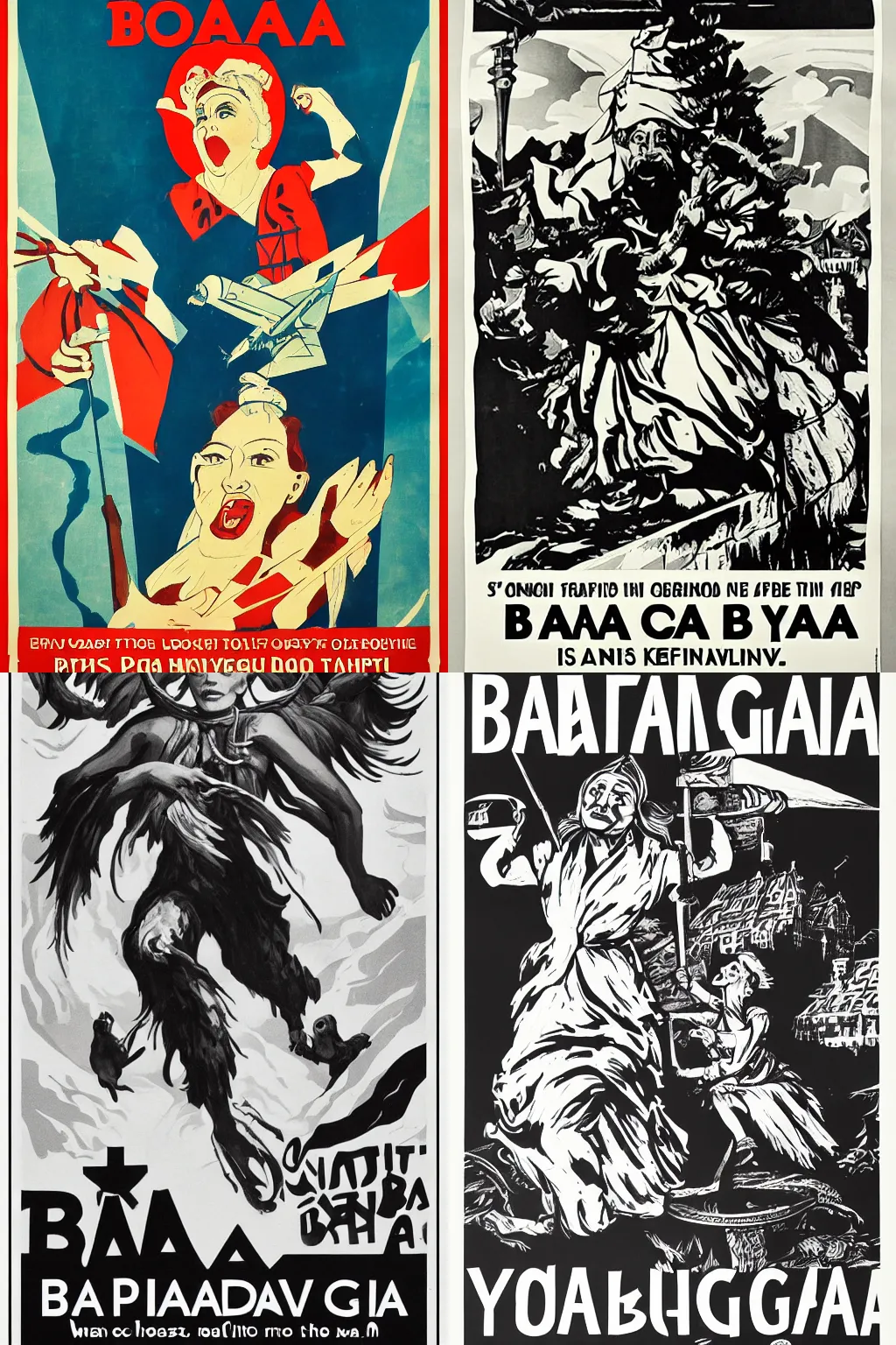 Prompt: propaganda poster for baba yaga