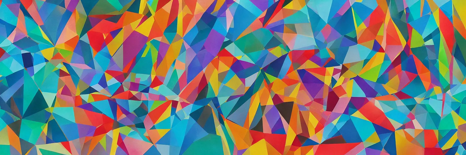 Image similar to abstract landscape, Mural, Hyperprism, Geometric, Polygonal