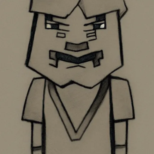 Prompt: realistic pencil drawing of minecraft villager, heh