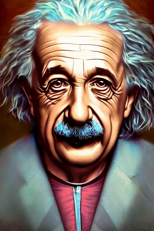 Prompt: intricate color portrait of albert einstein in the style of tom bagshaw, 8 k octane beautifully detailed render