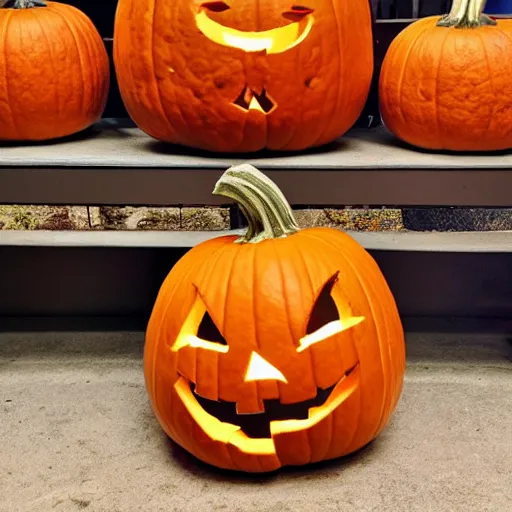 Image similar to strong pumpkin, buff pumpkin, muscular pumpkin