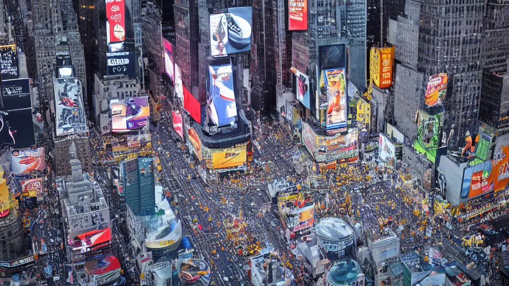 Image similar to a highly detailed, realistic photo of New York Time Square, the ground is completely filled with eggs, intricate, 8k highly professionally detailed, HDR