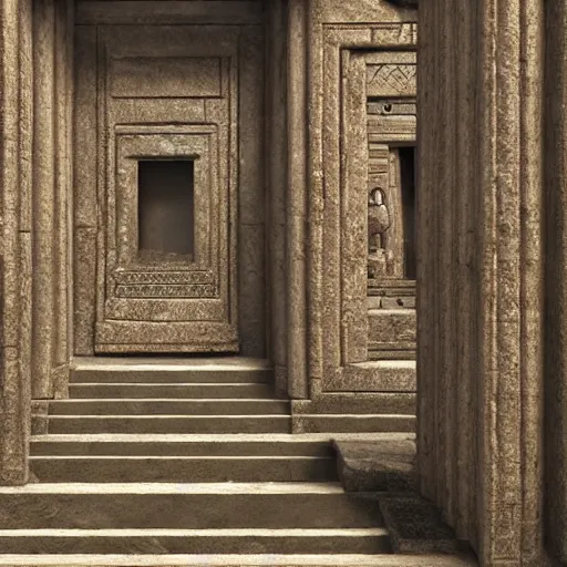 Image similar to 4 k unreal engine render of an ancient never seen before indian high detail temple. mirroring water