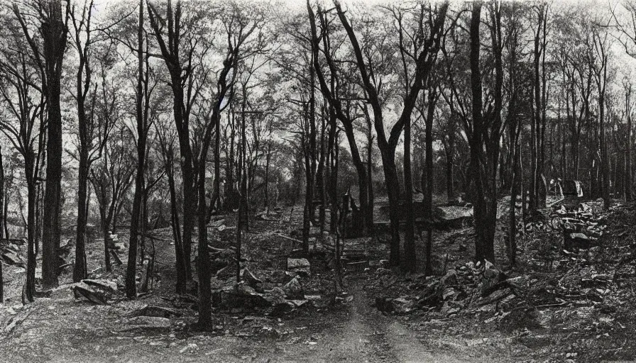 Image similar to photo of 19th century dark coal-mine entry in the forest by Diane Arbus and Louis Daguerre