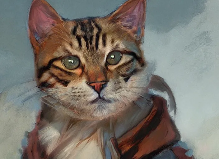 Prompt: a highly detailed beautiful portrait of a cat as kratos, by gregory manchess, james gurney, james jean